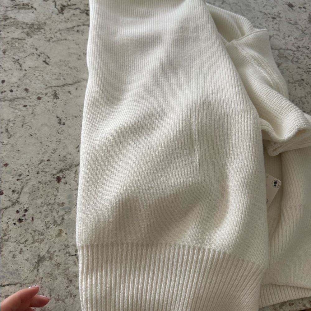 Free People Cream Ribbed Scoopneck Sweater